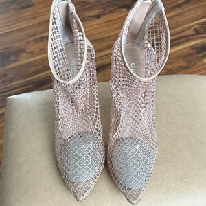 Charles David Mesh Heels - Pink and Silver